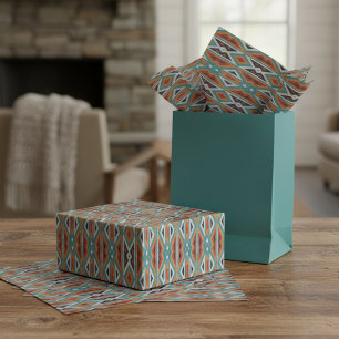 Papel De Seda Arte en mosaico de naranja rojizo negro aqua turqu