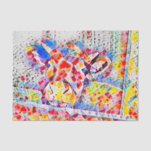 Papel De Seda Arte en mosaico rojo azul de granja de vaca rústic