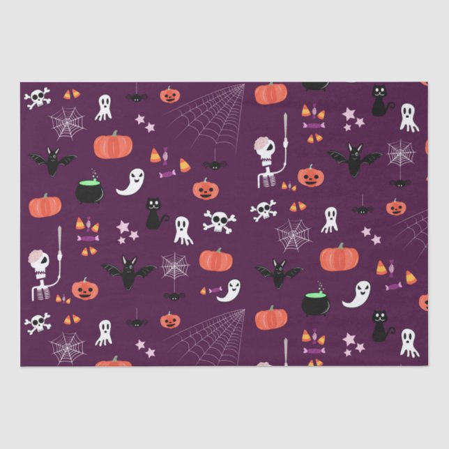 Papel De Seda Arte espeluznante y lindo de Halloween (Anverso)