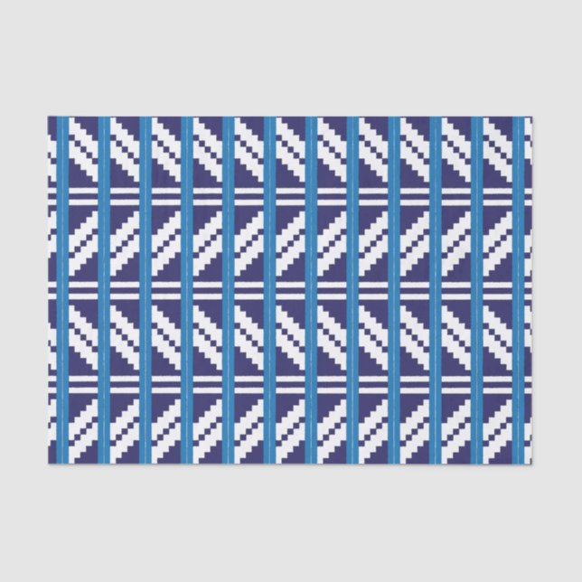 Papel De Seda Arte étnico letón letón azul y blanco (Anverso)