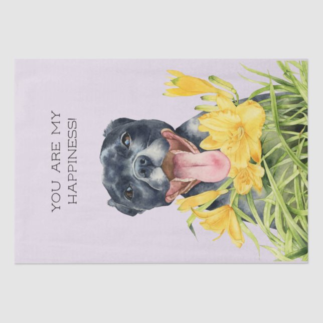 Papel De Seda Arte feliz del perro del pitbull (Anverso)