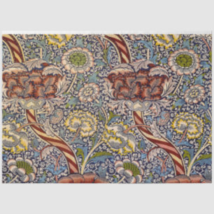 Papel De Seda Arte floral azul marino de William Morris Wandle