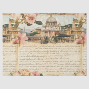 Papel De Seda Arte Floral de Cartas Antiguas de Roma
