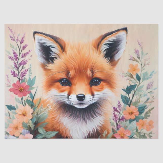 Papel De Seda Arte floral de Fox Cub (Anverso)