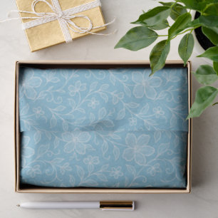 Papel De Seda Arte floral de hojas elegantes sobre azul azur