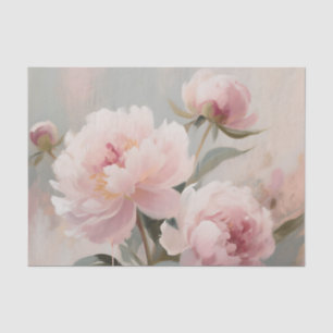 Papel De Seda Arte floral de peonías rosa suave