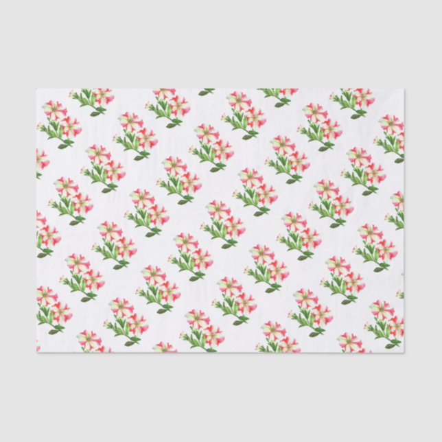 Papel De Seda Arte floral de Petunias rosadas y blancas (Anverso)
