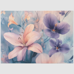 Papel De Seda Arte floral Dreamy Pastel con lirios y bollos blan