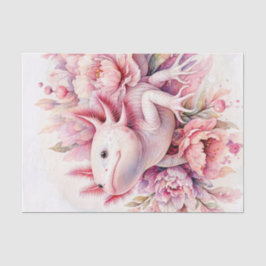 Papel De Seda Arte floral rosado lindo Axolotl
