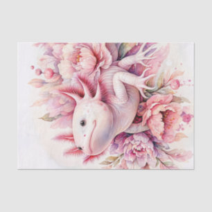 Papel De Seda Arte floral rosado lindo Axolotl
