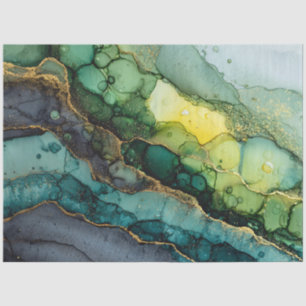 Papel De Seda Arte fluido abstracto verde