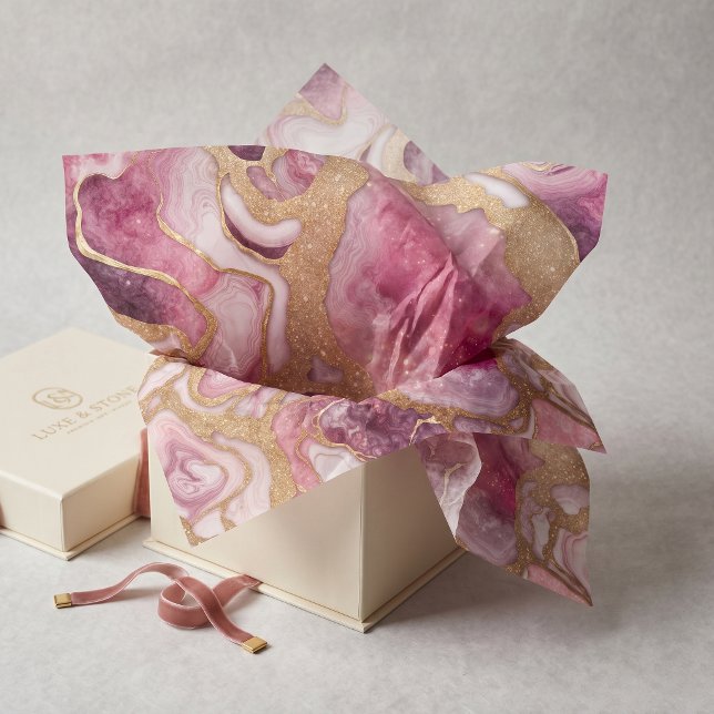 Papel De Seda Arte fluido de geoda de ágata con brillo rosa y do (Subido por el creador)