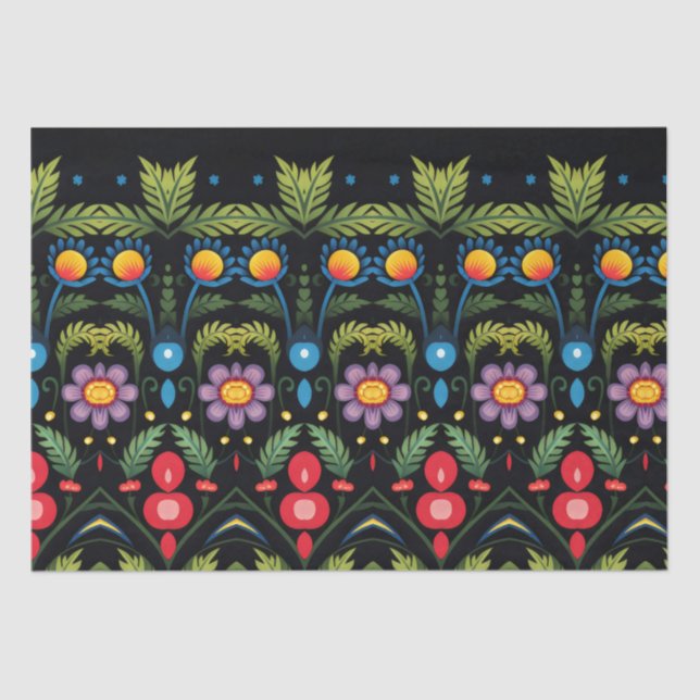 Papel De Seda Arte folclórico floral moderno (Anverso)