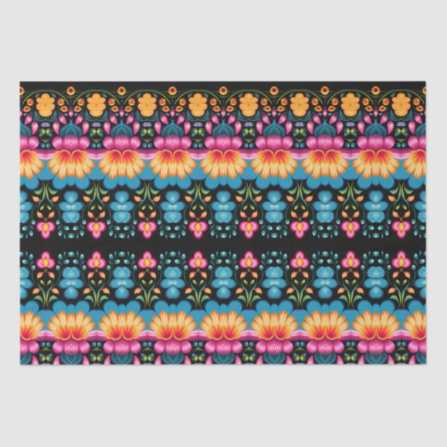 Papel De Seda Arte folclórico floral moderno (Anverso)