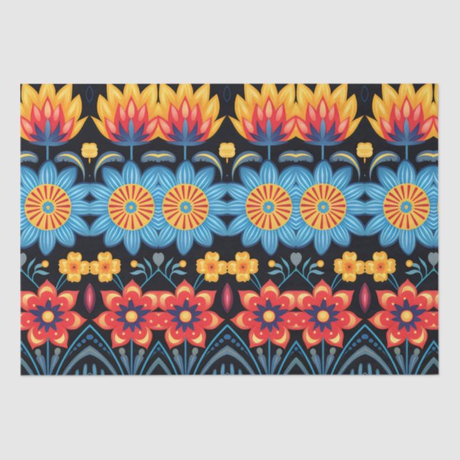 Papel De Seda Arte folclórico floral moderno (Anverso)