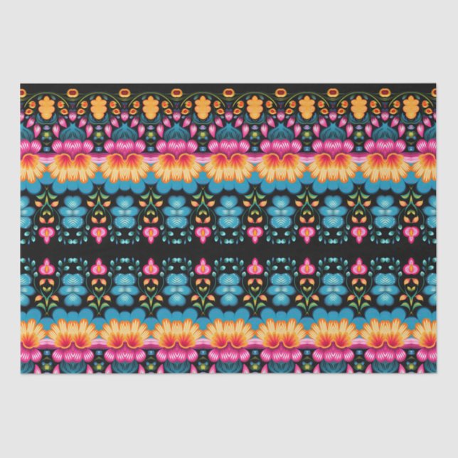 Papel De Seda Arte folclórico floral moderno (Anverso)