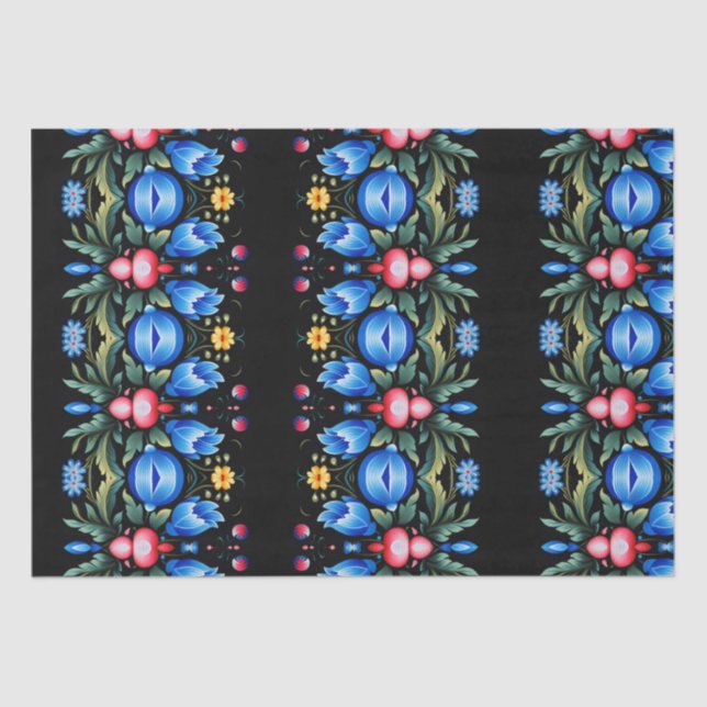 Papel De Seda Arte folclórico floral moderno (Anverso)
