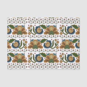 Papel De Seda Arte folclórico vintage estonio bordado floral