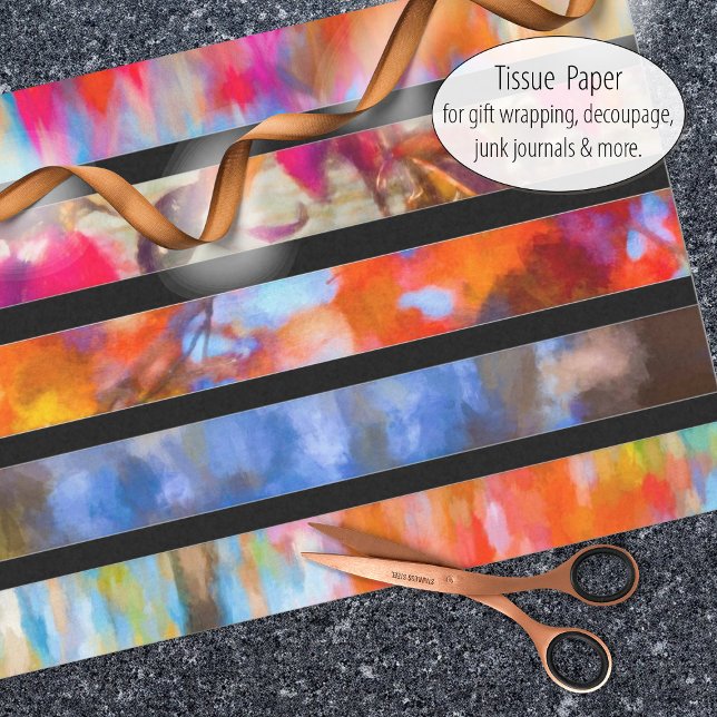 Papel De Seda Arte fotográfico otoñal en tejidos de franjas colo (Tissue paper for gift wrap and decoupage)