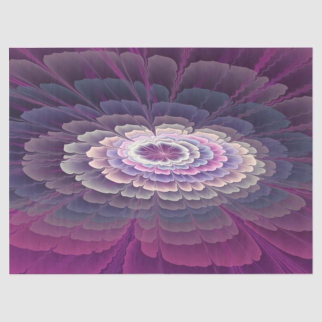 Papel De Seda Arte fractal abstracto de flores llamativas y colo (Anverso)