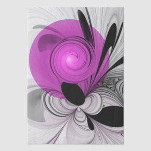 Papel De Seda Arte fractal abstracto gris con magenta