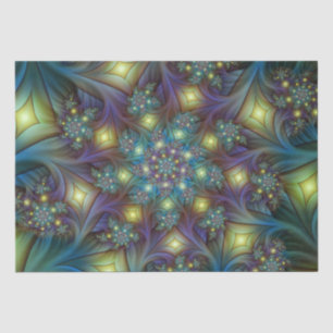 Papel De Seda Arte fractal abstracto iluminado azul púrpura bril