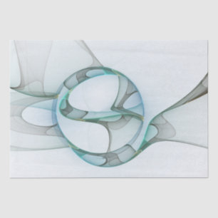 Papel De Seda Arte fractal abstracto moderno azul turquesa gris