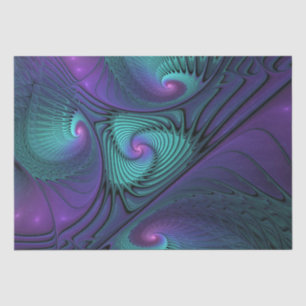 Papel De Seda Arte fractal abstracto moderno de púrpura y turque