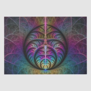 Papel De Seda Arte fractal colorido con estampado trippy