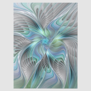 Papel De Seda Arte fractal de fantasía de mariposa azul verde ab
