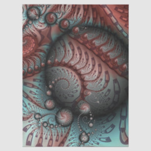 Papel De Seda Arte fractal de fantasía vívida abstracta marrón a