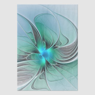 Papel De Seda Arte fractal moderno abstracto con azul