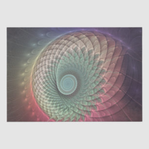 Papel De Seda Arte fractal moderno abstracto de caracol colorido
