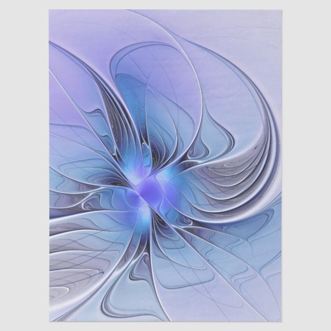 Papel De Seda Arte fractal moderno abstracto lavanda azul (Anverso)