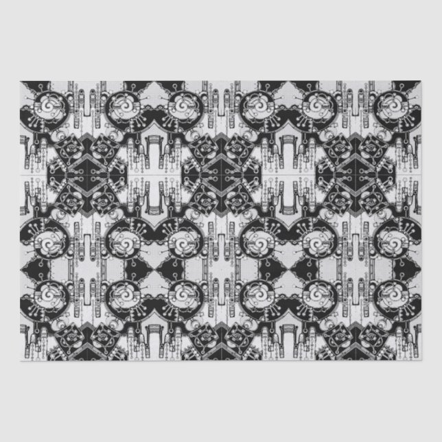 Papel De Seda Arte Geométrico Blanco Y Negro 4 (Anverso)
