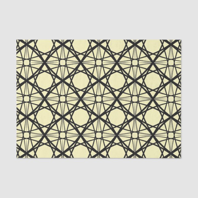 Papel De Seda Arte geométrico negro y amarillo (Anverso)