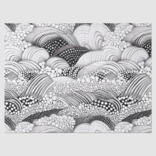 Papel De Seda Arte geométrico orgánico monocromo - Negro Blanco