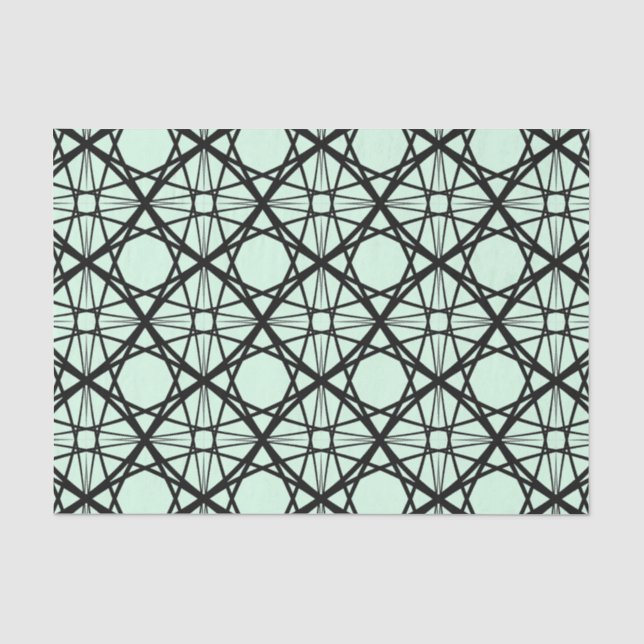 Papel De Seda Arte geométrico verde negro y blanco (Anverso)
