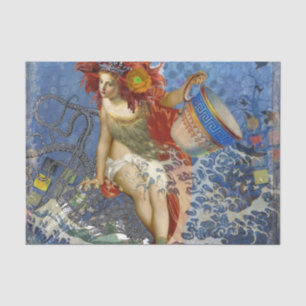 Papel De Seda Arte gótico azul de sirena de Acuario