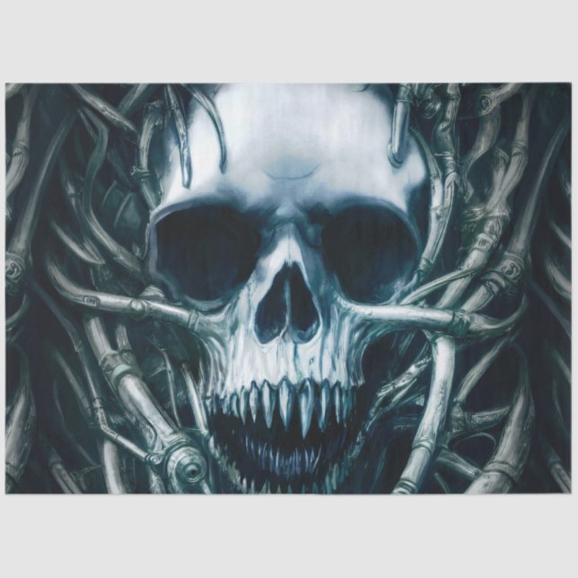 Papel De Seda Arte gótico del cráneo: Muerte espeluznante Metali (Anverso)