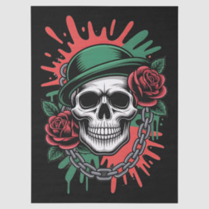 Papel De Seda Arte gráfico atrevido: calavera con sombrero bowle