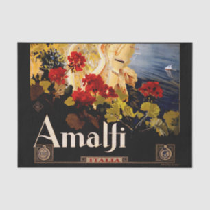 Papel De Seda Arte gráfico de póster de viaje vintage Amalfi Ita