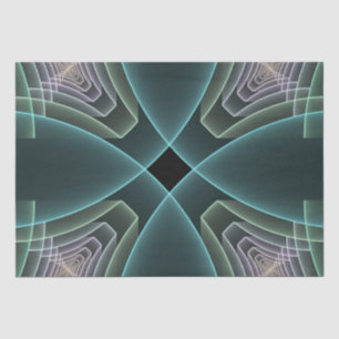 Papel De Seda Arte gráfico geométrico fractal teal moderno