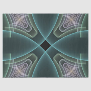 Papel De Seda Arte gráfico geométrico fractal teal moderno