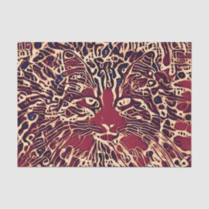Papel De Seda Arte hippie de gato rojo marrón tribal