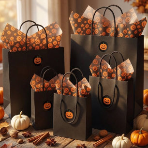 Papel De Seda Arte Ilustrativo de Jack O Lantern Feliz Halloween