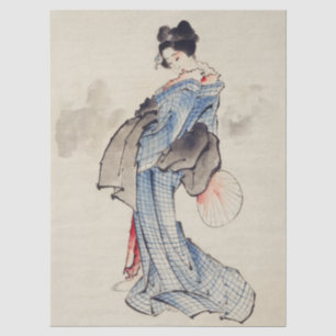 Papel De Seda Arte Japonés Tradicional de Geisha con Kimono