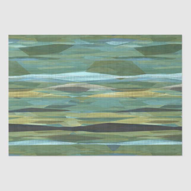 Papel De Seda Arte moderno azul verde y gris (Anverso)