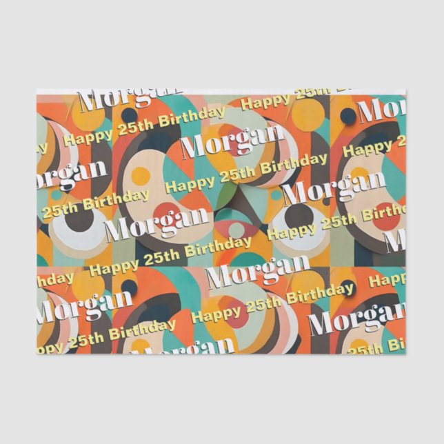 Papel De Seda Arte Moderno, Nombre, Cumpleaños De Mediados Del S (Anverso)