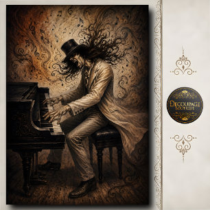 Papel De Seda Arte musical de pianista masculino vintage
